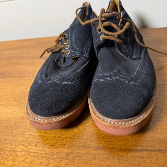 Walk Over Navy Franklin Suede Wingtip Shoes WM5011 Size 12M Vibram Gumlite - Picture 4 of 12